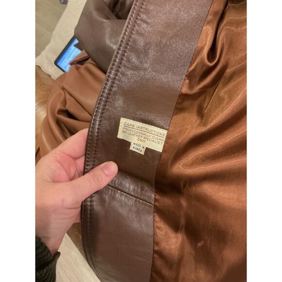 Vintage Womens Long Leather Suede Patchwork Trench Coat Size 16 Western Cowboy - Picture 9 of 13